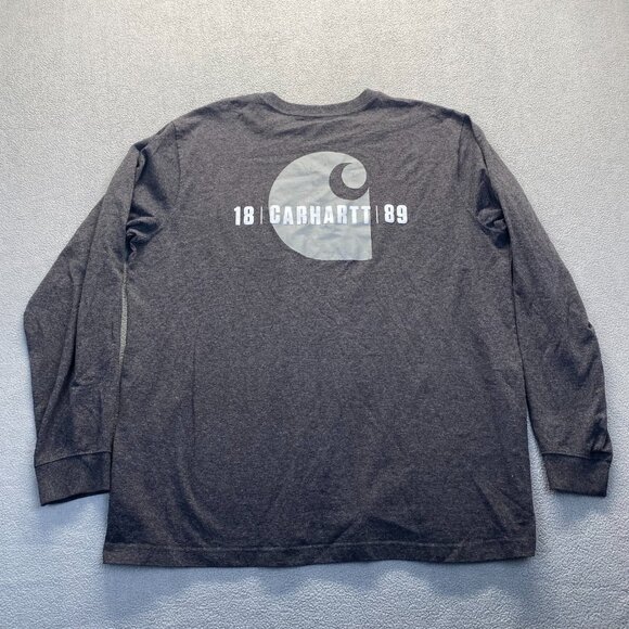 Carhartt Men’s Size 2XL Relaxed Fit Shirt Long Sleeve,Dark Gray  Logo - Picture 2 of 12